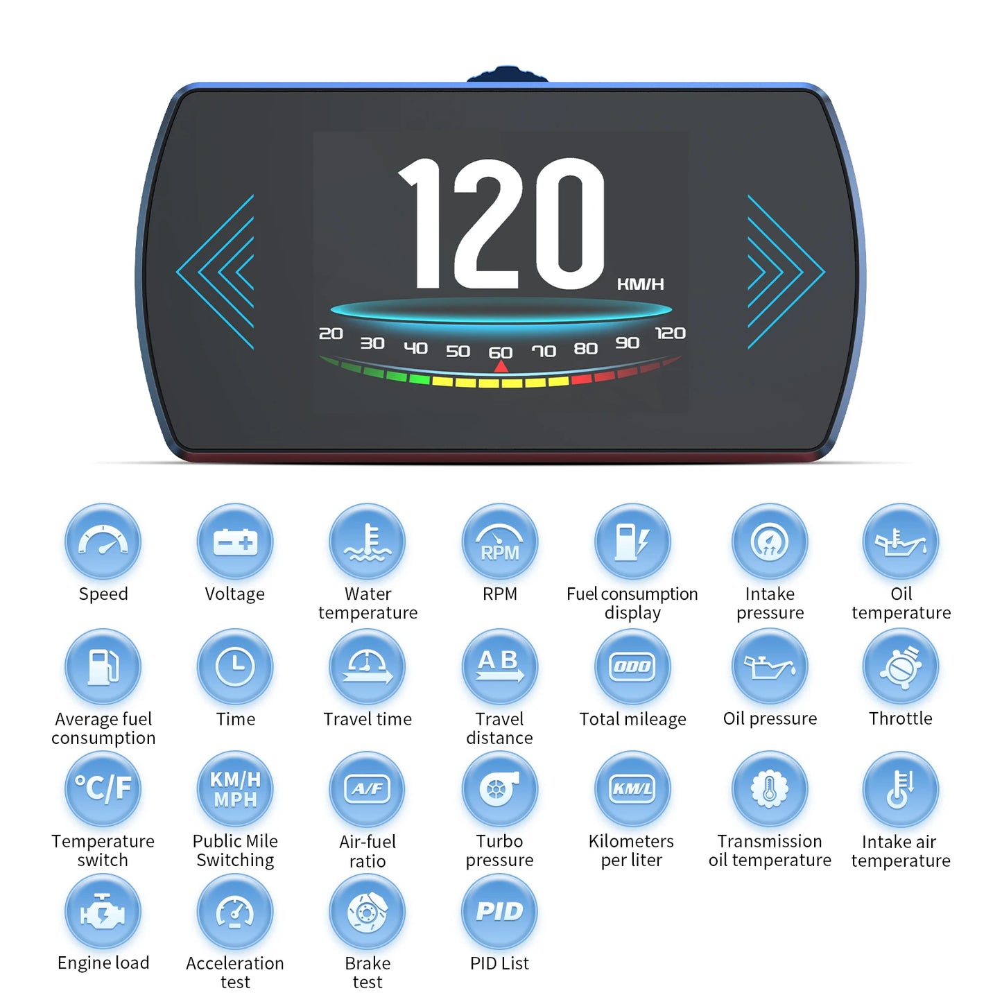 OBD2 Gauge P12 HUD Head Up Display Car Digital Auto Diagnostic Tools Digital Meter Speed RPM Water Temp Fuel consumption Voltage