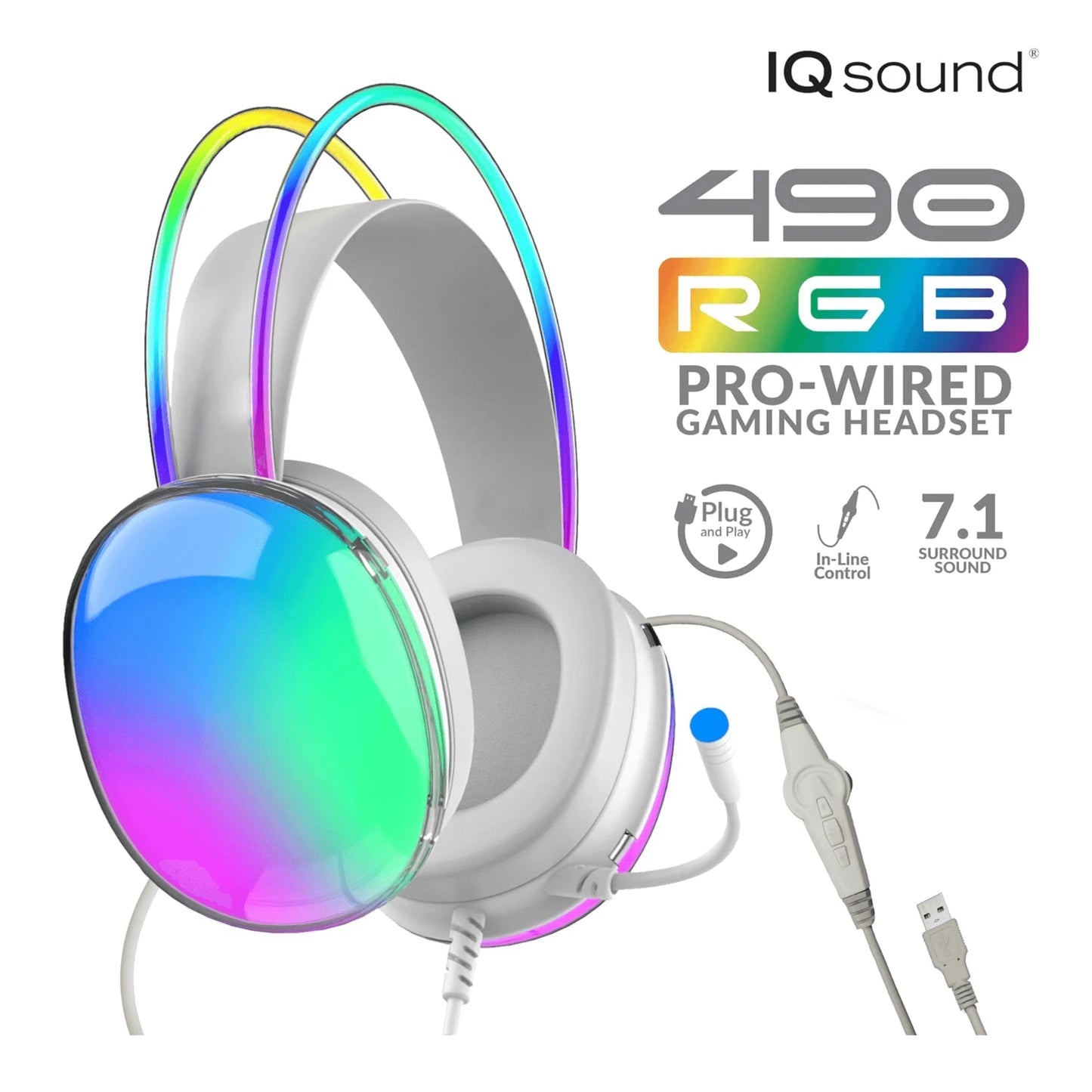 Pro-Wired On-Ear & Over-Ear Gaming Headset with Lights & Surround Sound for Gamers