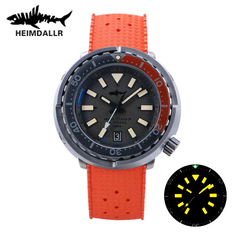 Heimdallr Retro Titanium Tuna Watch Grey Dial Luminous Sapphire 20Bar Waterproof Ceramic Bezel NH35 Automatic Mechanical Watch