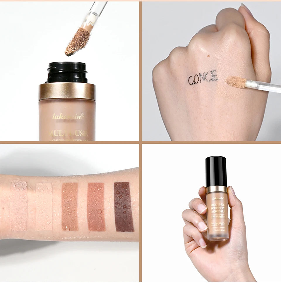 lakerain 5 color multipurpose concealer natural finish brighten skin tone cover dark circles concealer liquid