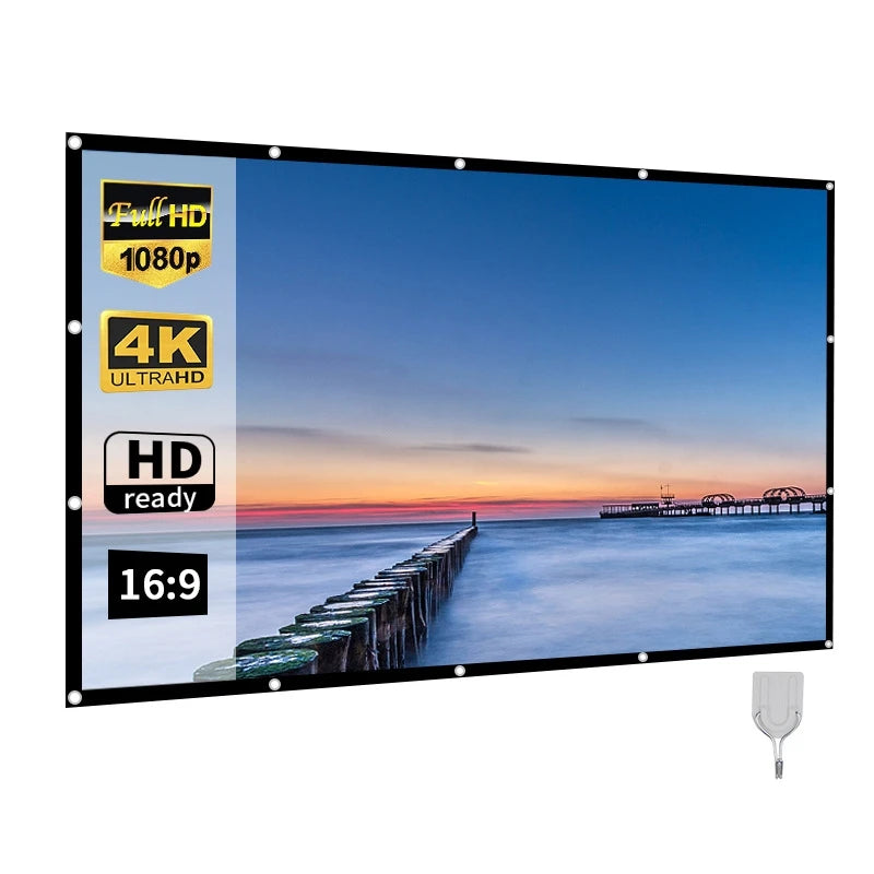 Portable Projector Screen for Home Theater Outdoor HD White Foldable Anti-Crease (60Inch)