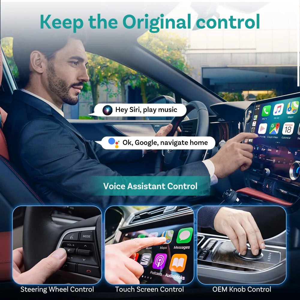 Ottocast New Play2Video Pro Ai Box Wireless CarPlay Android Auto Adapter Built in Youtube Netflix for Car with Wired Carplay