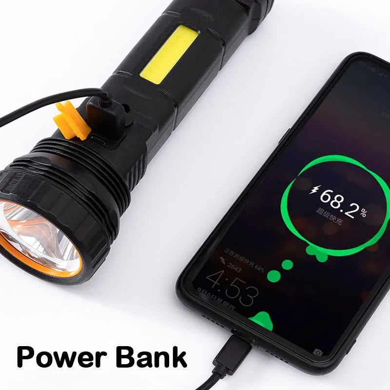 Multi-function Solar LED Flashlight Outdoor Super Long Range Torch Emergency Power Bank LED Solar Outdoor Light