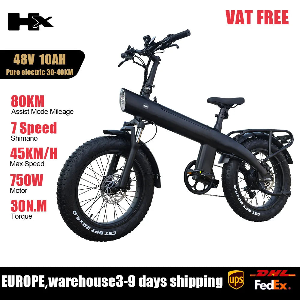 HX Q3 2000W Adult Electric Bicycle 48V 20AH E Bike Removable Battery Foldable Ebike 20 inch fat tire Electric Bike