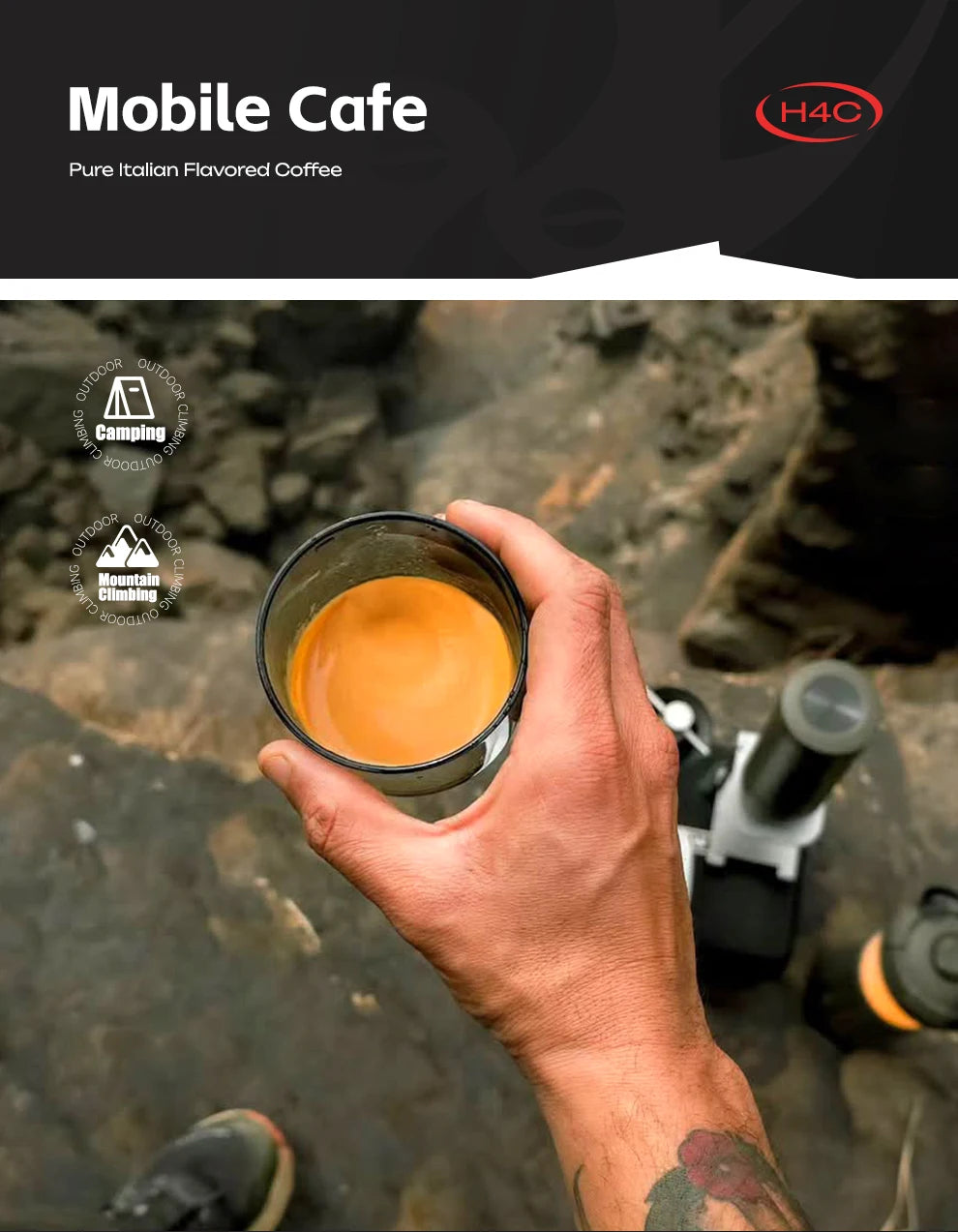 HiBREW Portable Espresso Coffee Machine for Car & Home Camping Coffee Maker Fit Nespresso Dolce Capsule Powder H4C