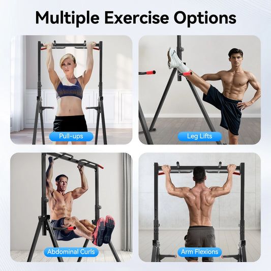 Adjustable Pull Up Bar, 200kg Load Foldable Home Gym Multi-Function Training Station with Parallel Bars for Strength Training