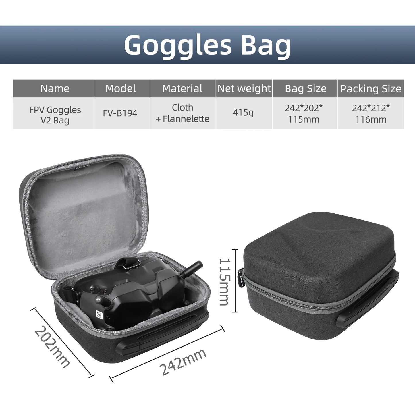 Portable Carrying Case Handbags Handheld Storage Bag Suitcase RC Drone Accessories Storage Handbags for DJI Avata FPV Goggles V2
