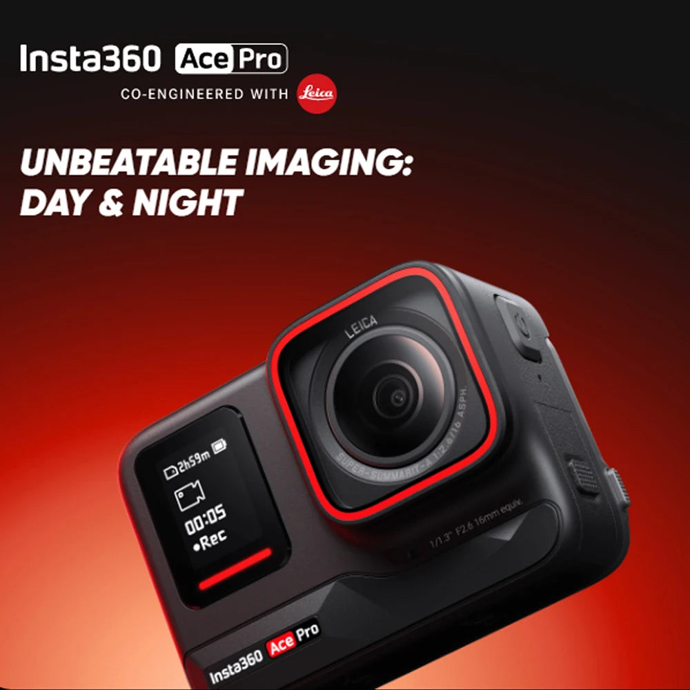 Insta360 Ace Pro 8K/4K Leica Action Camera, Flagship 1/1.3" Sensor, Super Lowlight Performance, Waterproof, Stabilization