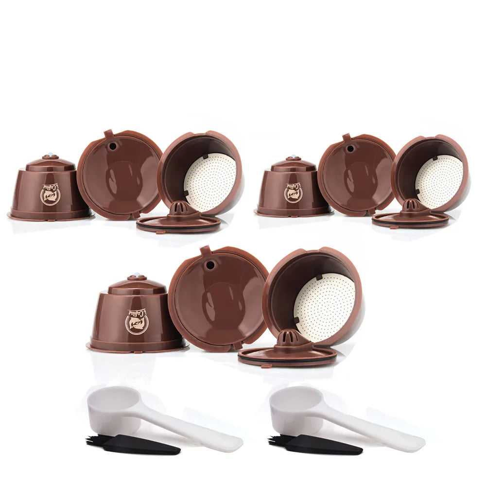 1/2/3/4/6/9/10pcs Refillable Reusable Coffee Capsules Pods For Necafe Dolce Gusto Refillable Crema Coffee Filters with Tamper