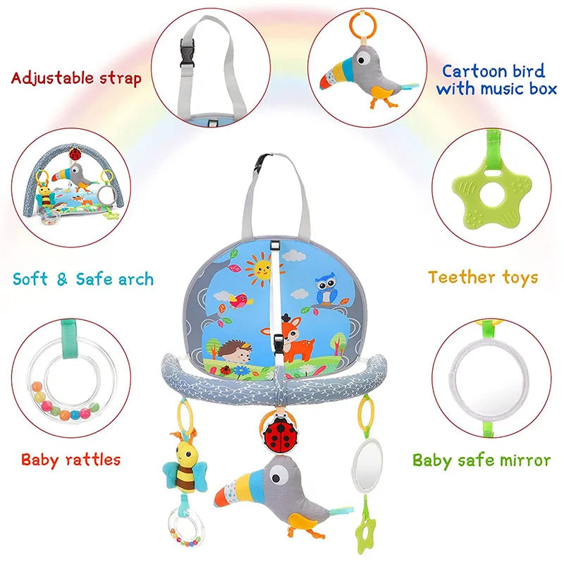 Car Seat Toys for Baby Infant Activity Center Carseat Toys Baby Crib Stroller Hanging Rattles Toys Baby Sensory Toys 0 12 Months