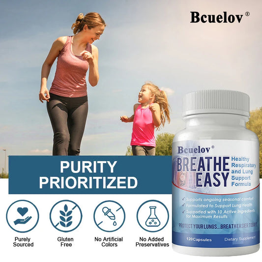 Lung Health Supplements - Helps Strengthen Comfort To The Lungs and Bronchial System Supports Clear Lungs and Easy Breathing