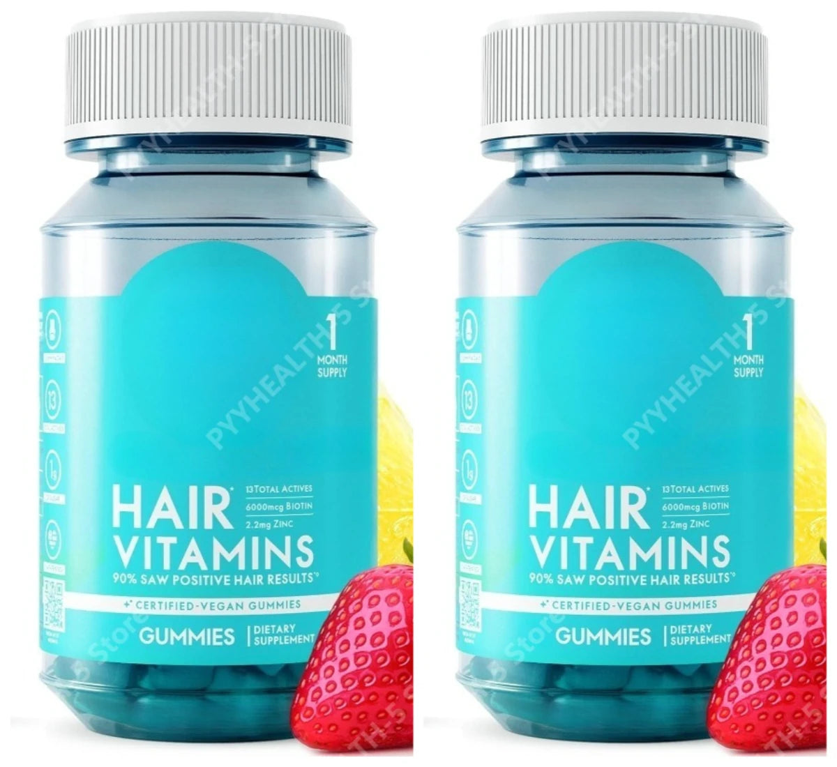 Biotin Hair Skin Nails Gummies 6000mcg, Vegan Daily Beauty Supplement with B12 Zinc Iodine MSM Inositol, 60 Count