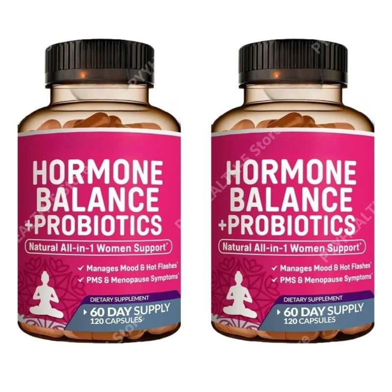 Hormone Balance Supplement Capsules + Probiotics for Women Menopause Relief PMS Non GMO 120 Capsules