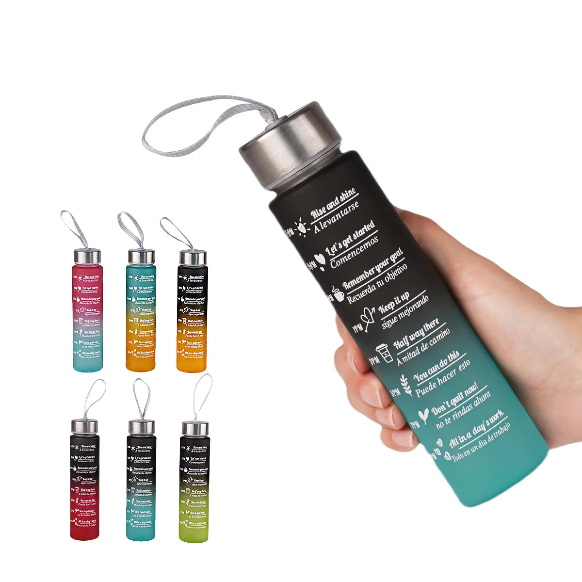 300ml Water Bottle BPA Free leak proof High Quality Drink Bottles With Time Marker Fitness Sports Reusable Outdoors