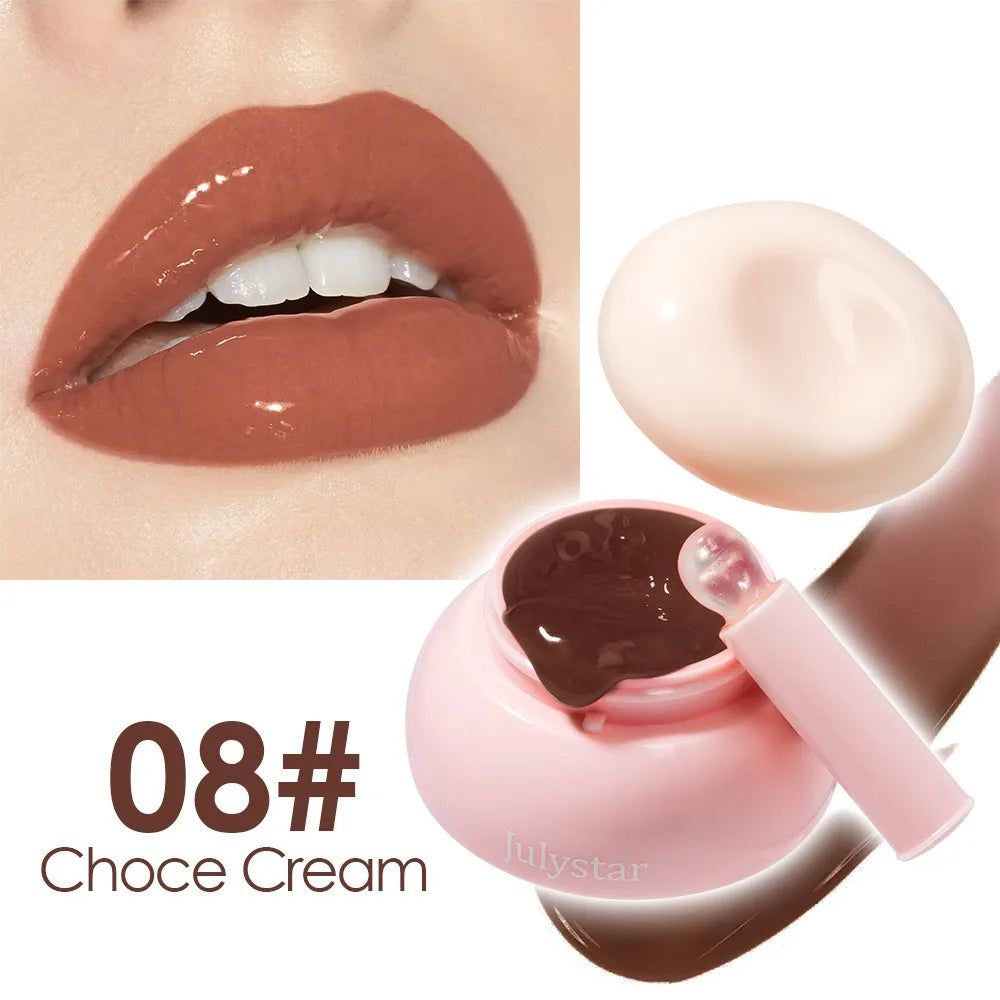 Long-lasting Moisturizing Solid Lip Jelly Red Tinted Lip & Cheek Jam Lip Balm Smooth Gloss Jelly LipGloss Water Light Lipsticks