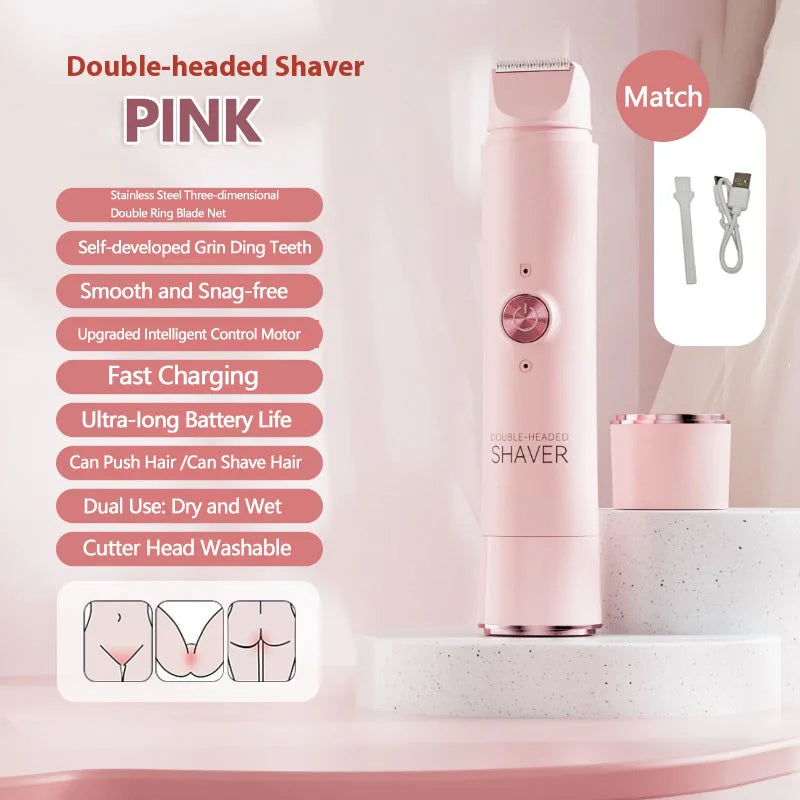 SoftAura Double Head Electric Epilator for Women Rechargeable Painless Hair Remover Shaver Body Private Bikini Gentle Trimming