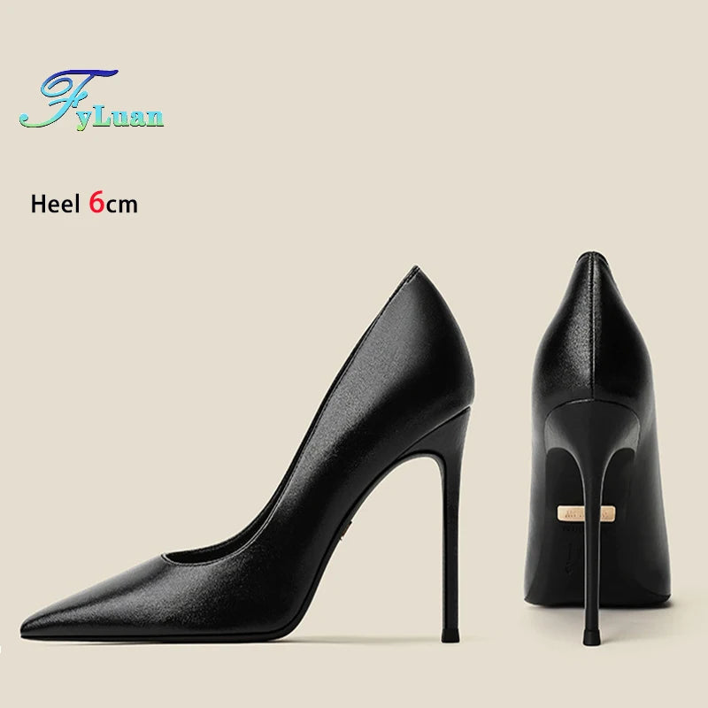 high-quality Sheepskin High Heels Party Office Fashion Pointed Shallow Women Shoes 6 8 10CM Stiletto Naked color Female Pumps
