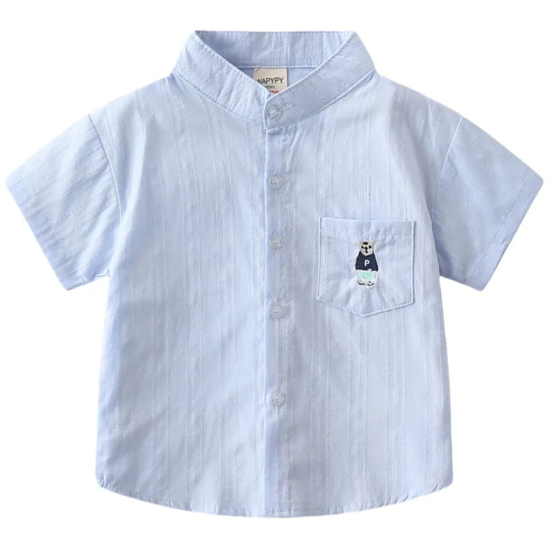 Cute Bear Toddler Boys Shirts Quality Elegant Kids Tops Summer Children's Clothes