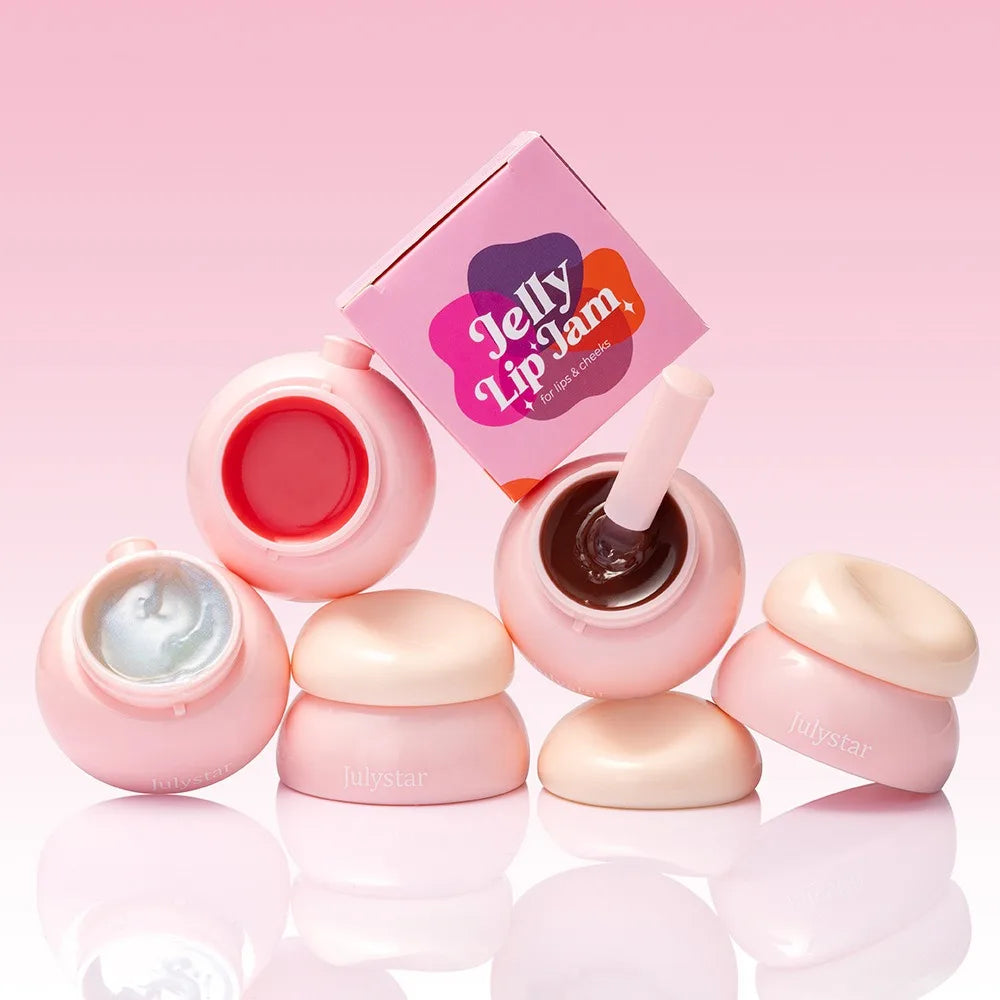 Long-lasting Moisturizing Solid Lip Jelly Red Tinted Lip & Cheek Jam Lip Balm Smooth Gloss Jelly LipGloss Water Light Lipsticks