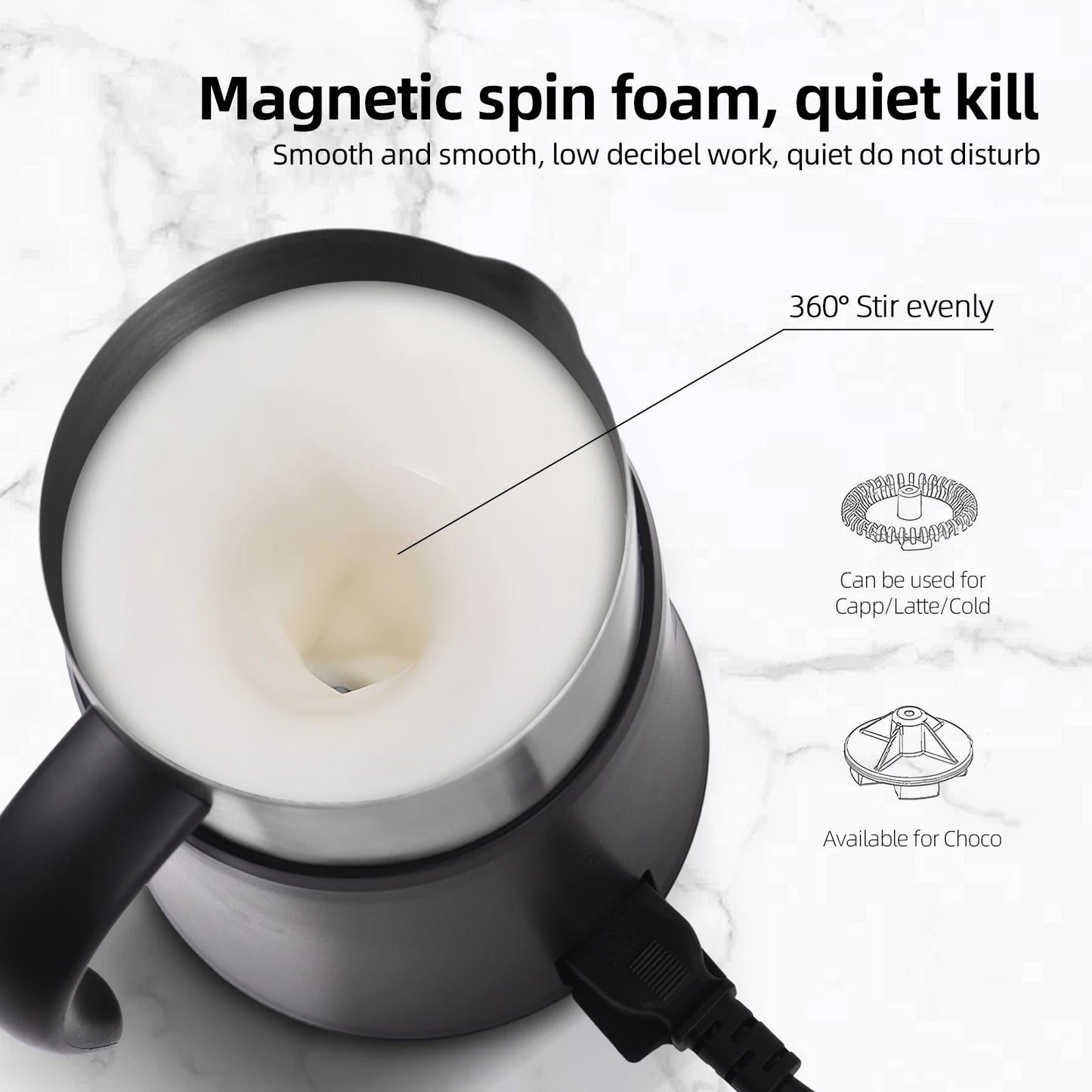 5in1 Electric Milk Frother Hot Cold Foam Maker Milk Warmer for Latte Cappuccinos Hot Chocolate 500W Non-Slip Coffee Frother - Merit Sell