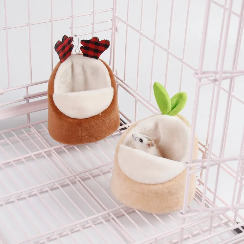 Pet Hamster Nest Winter Warm Cotton Plush Pet Bed for Sugar Glider Golden Bear Squirrel Hedgehog Rabbit Small Pet Sleeping Bag