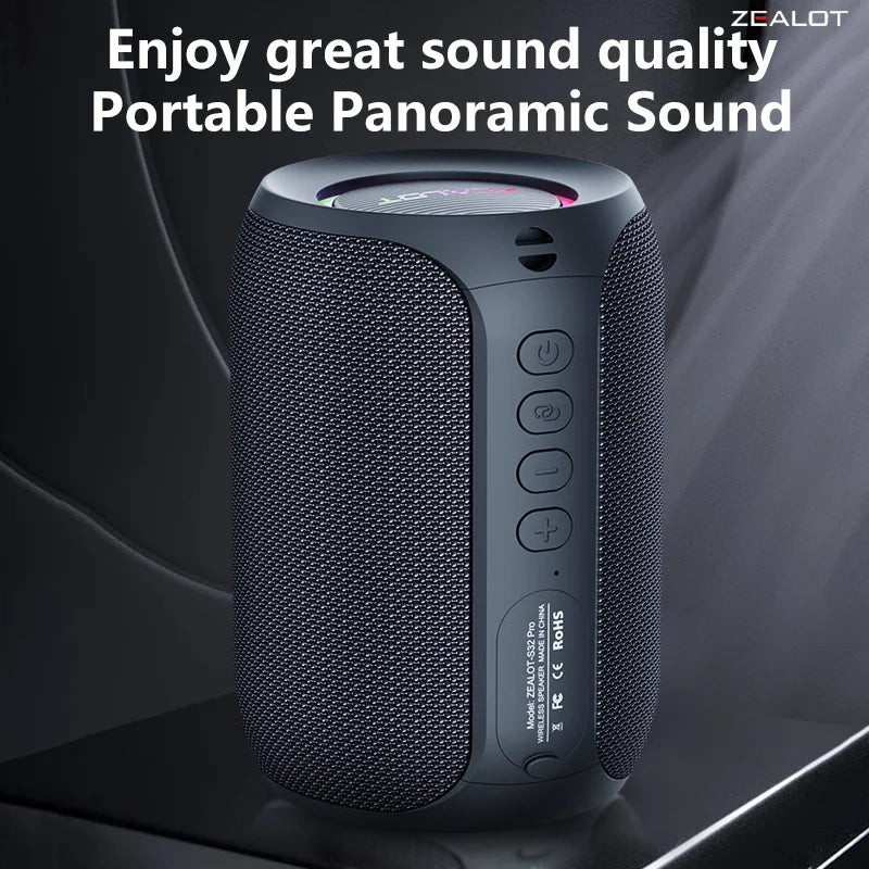 Zealot S32 Pro 15W Wireless Speakers, Featuring Wireless Connectivity,a 3600Mah Battery for 12 Hours of Loud Stereo Playtime.