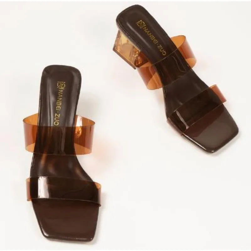 Plus Size 35-43 women's Shoes Summer Concise Slippers Square Toe Shallow Slippers High Quality Luxury Slippers