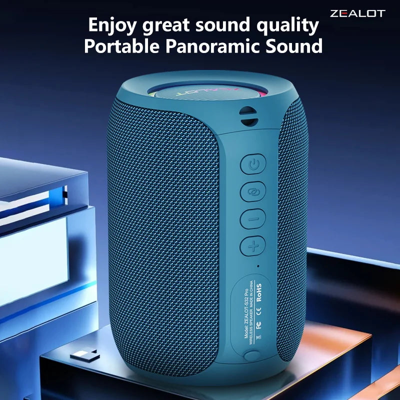 Zealot S32 Pro 15W Wireless Speakers, Featuring Wireless Connectivity,a 3600Mah Battery for 12 Hours of Loud Stereo Playtime.
