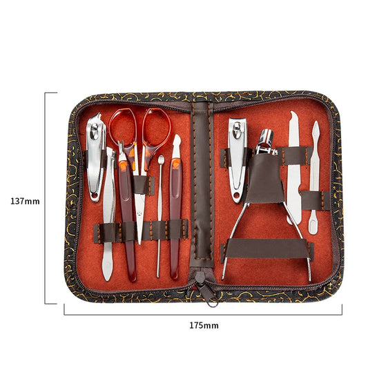 10pcs/set Professional Nail Clippers Trimmer Kit Manicure Care Tools Set for Home Salon Use