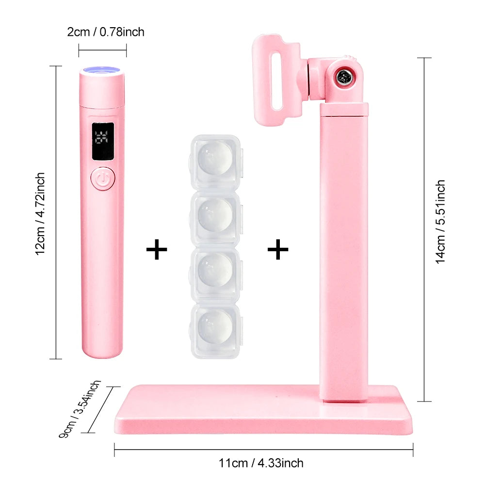 Portable Nail UV LED Lamp And LED Light Support Base Rechargeable for Nails Gel Polish Drying UV Lamp for Nails Art Desk Stand