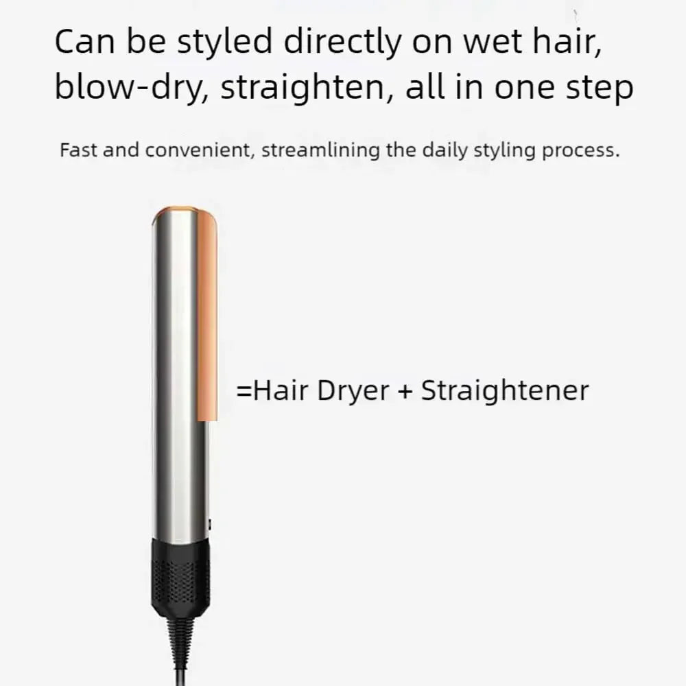 2-in-1 Professional Quick Dry Hair Dryer and Straightener Negative Ion Iron Long Lasting Styling Tool Wet and Dry Curling Iron