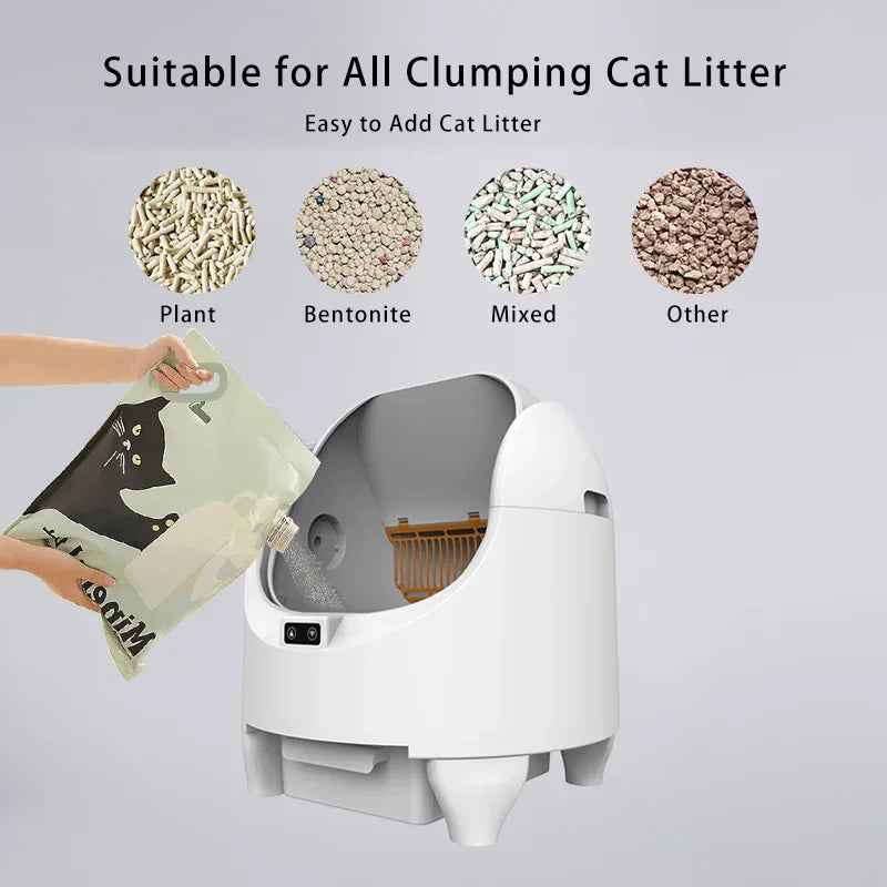 Smart Cat Litter Box With WIFI Control Automatic Self-Cleaning Semi Closed Cat Litter Box Easy to Clean Cat Toilet Pet Supplies - Merit Sell