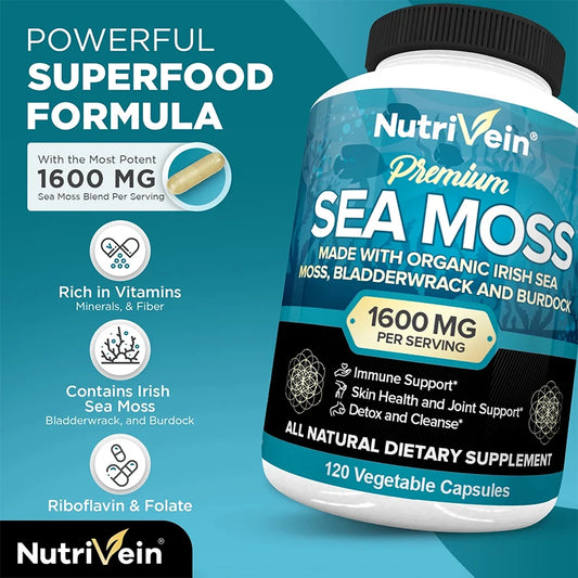 Vegetarian Organic Sea Moss Supports Immune System, Joint Health Intestinal Cleansing Detoxification & Cleansing Skin Supplement - Merit Sell