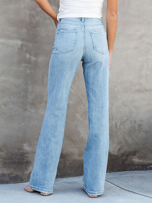 Washed Straight Leg Jeans - Merit Sell