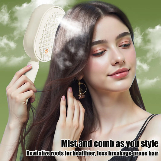 Wet Electrics Hairbrush with Water Spray Rechargeable Steams Hair Straightener USB-C Charging Anti-Static Red Light Hair Brush - Merit Sell