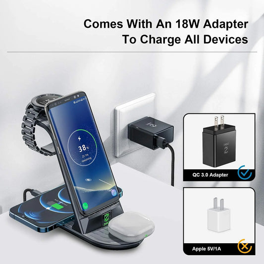 Wireless Charger, ZHIKE 4 in 1 20W Wireless Charging Station Compatible with Galaxy Phone/Watch/Buds. - Merit Sell