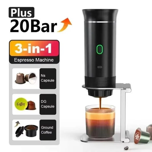 Wireless Electric Portable Espresso Coffee Machine for Car & Home Camping Coffee Maker 3-in-1 Capsule Powder Travel Coffee Maker - Merit Sell