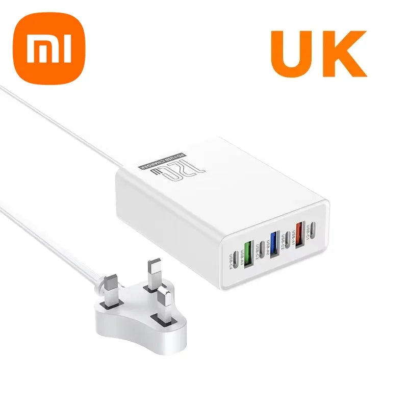 Xiaomi Phone Desktop Charger 120W Adapter Power Multiports USB Type-C Fast Charging EU/US/UK Plug For iPhone Xiaomi Huawei - Merit Sell
