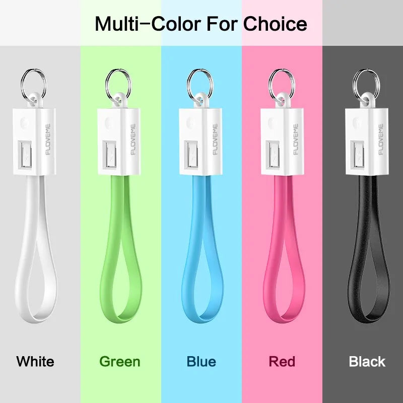 Mini KeyChain USB Cable: Lightning, Micro USB, Type C (iPhone, Samsung)