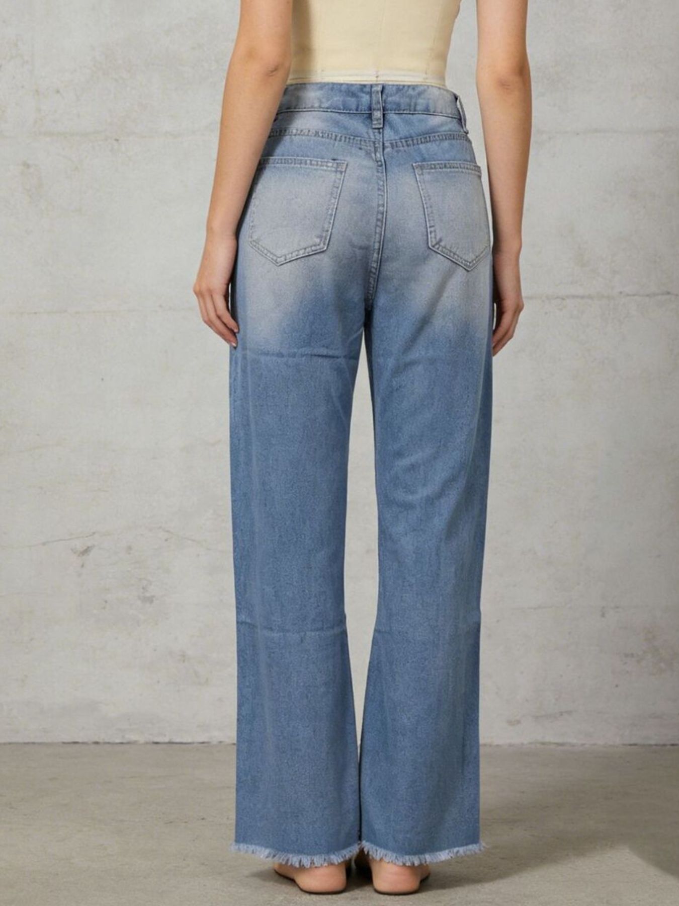 Distressed Raw Hem Bootcut Jeans - Merit Sell