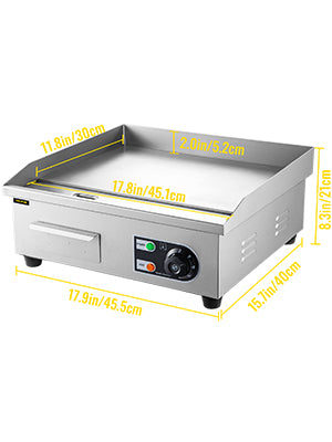 SucceBuy 14"-22" Electric Countertop Griddle Teppanyaki Grill 1600W/3200W Stainless Steel Flat Top Grills for Pancake Chicken - Merit Sell