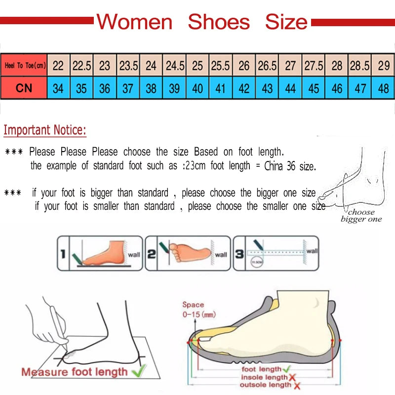 Foot measurement guide with shoe size chart for selecting fashionable female footwear summer 2024 by Merit Sell