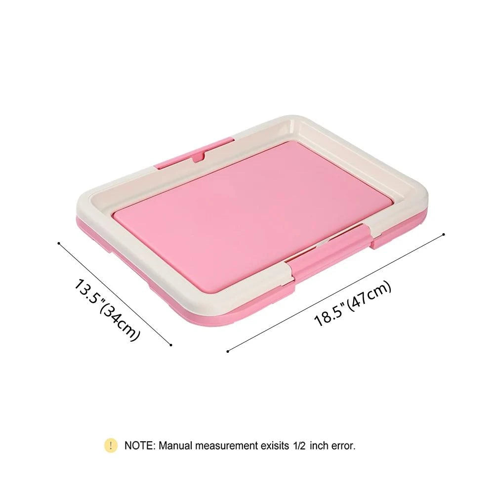 Merit Sell pink and white indoor potty for small dogs with dimensions 18.5 by 13.5 inches