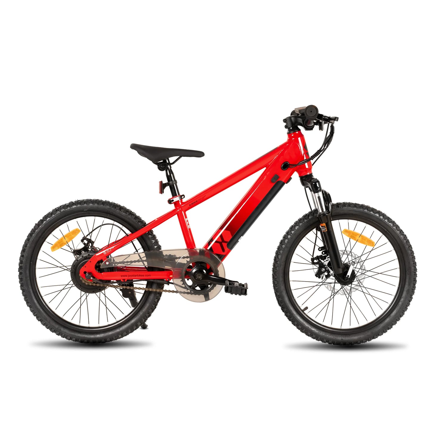 Red electric bike for kids ages 7 and up with sturdy frame and durable tires by Merit Sell
