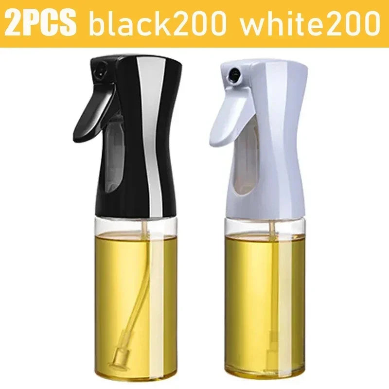 Merit Sell 2PCS kitchen oil dispenser sprayer set with black and white spray tops and clear containers
