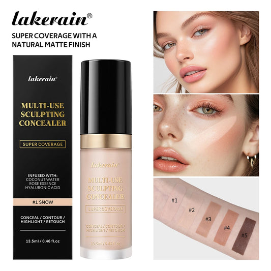 lakerain 5 color multipurpose concealer natural finish brighten skin tone cover dark circles concealer liquid - Merit Sell