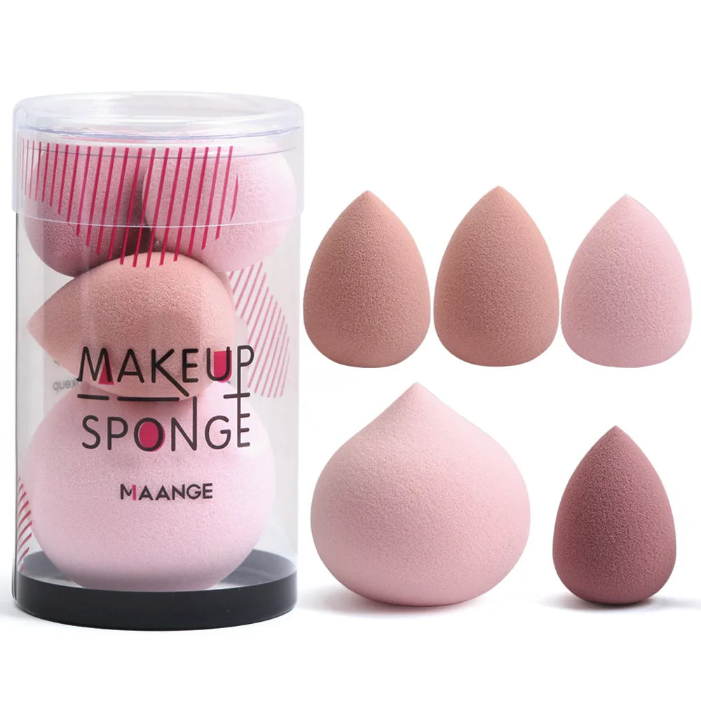 Merit Sell wet and dry makeup blender set with multiple pink and brown makeup sponges in various shapes