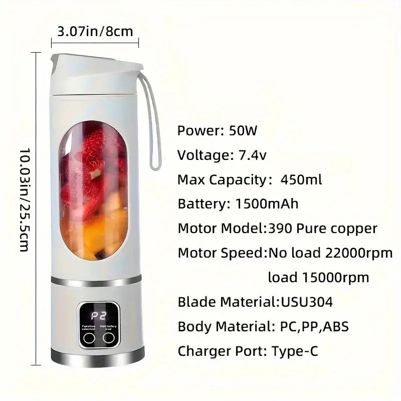 Merit Sell ninja blast portable blender with 450ml capacity and digital display in white