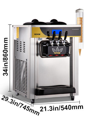 SucceBuy 22-30 L/H Soft Ice Cream Machines Commercial Tricolor Desktop Sweet Cone Freezing Equipment Vending Machine - Merit Sell