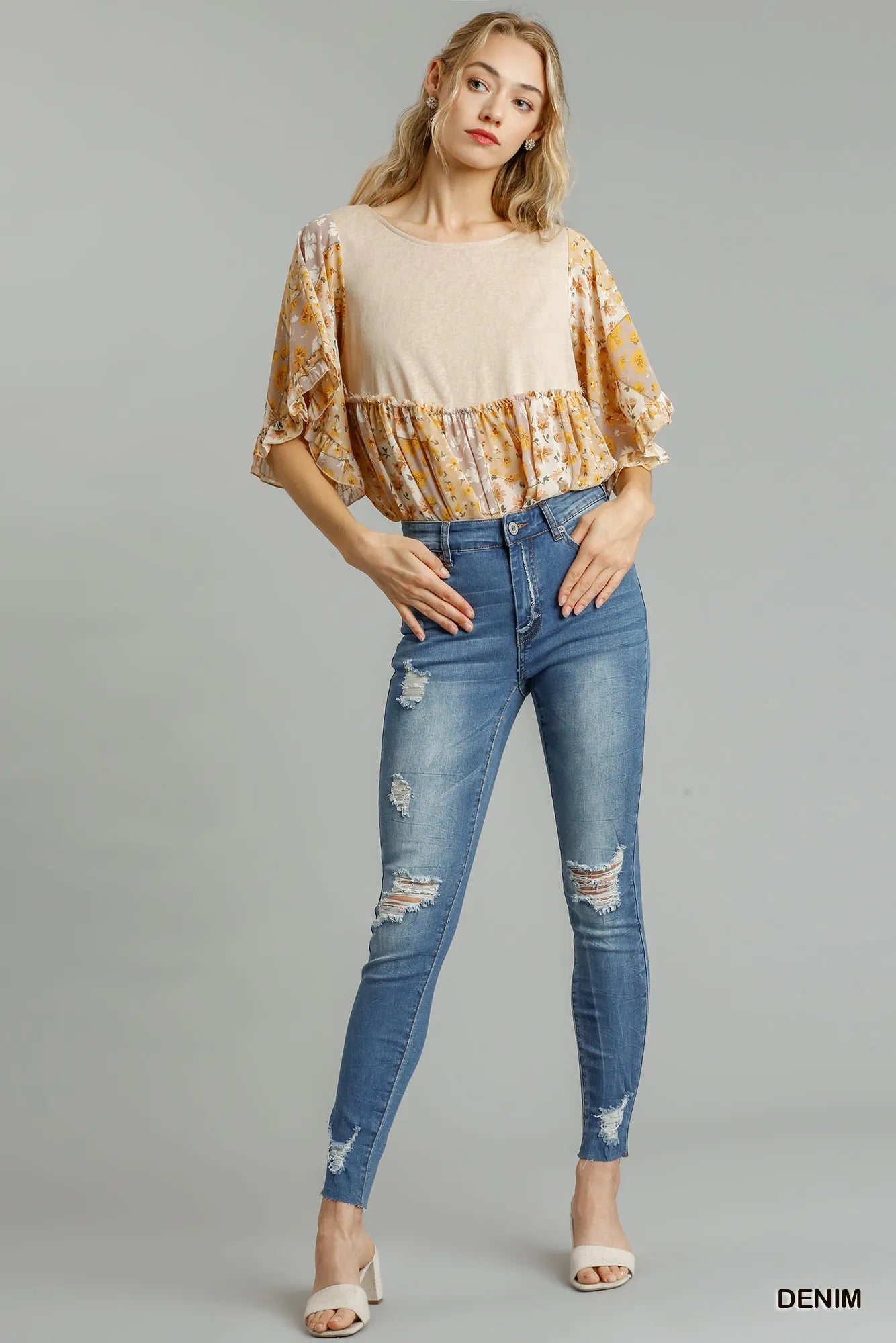 Trendsi Distressed Skinny Jeans with Raw Hem Denim - Merit Sell